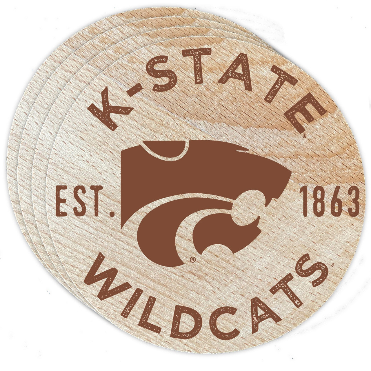 Kansas State Wildcats Wood Coaster Engraved 4 Pack