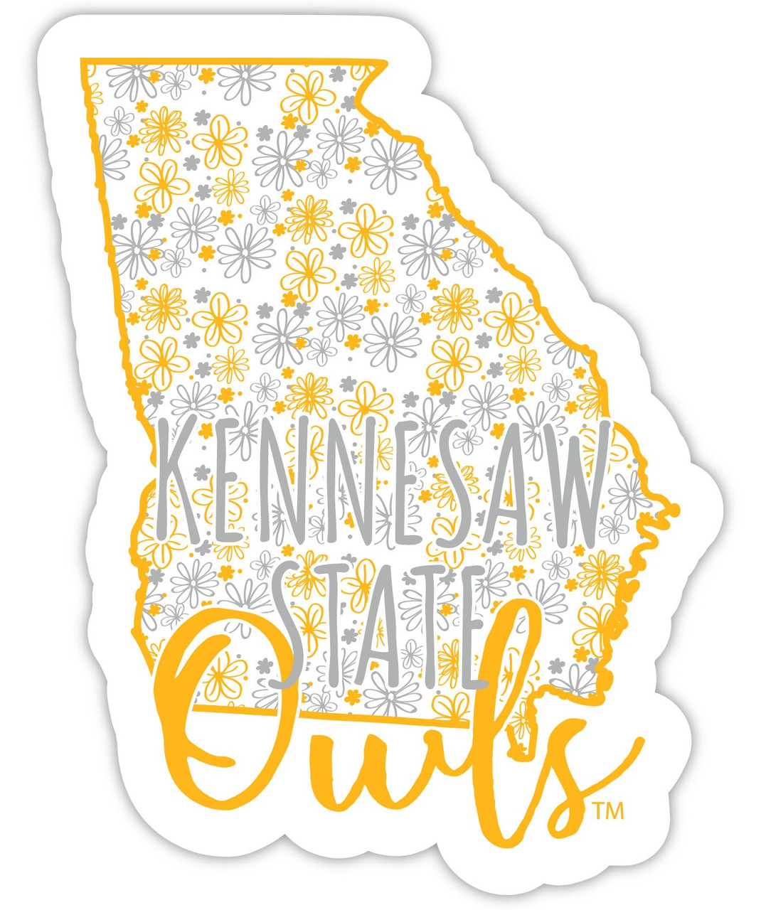 Kennesaw State University Floral State Die Cut Decal 2-Inch