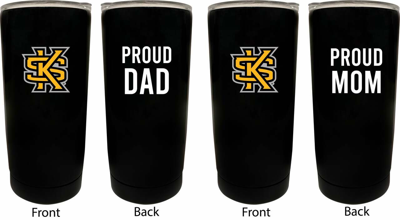 Kennesaw State University Proud Mom and Dad 16 oz Insulated Stainless Steel Tumblers 2 Pack Black.