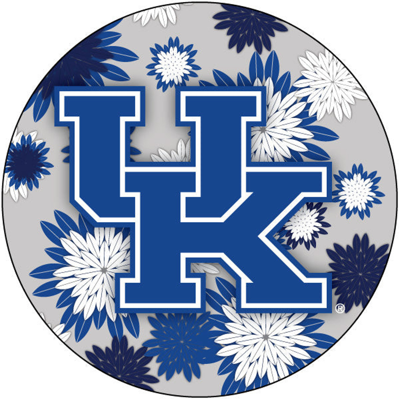 Kentucky Wildcats NCAA Collegiate Trendy Floral Flower Fashion Pattern 4 Inch Round Decal Sticker