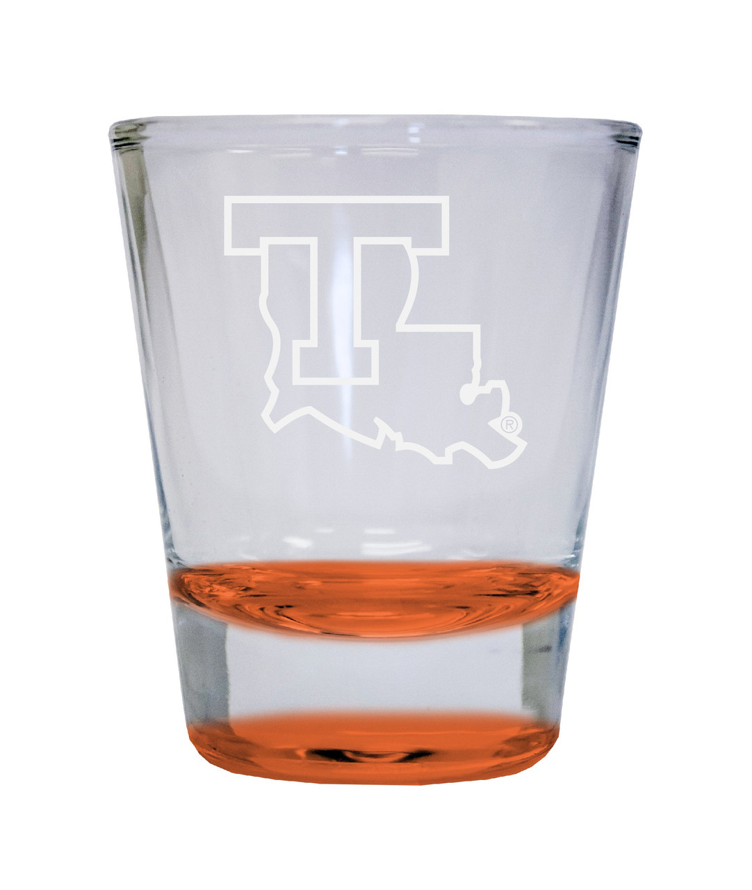 Louisiana Tech Bulldogs Etched Round Shot Glass 2 oz Orange