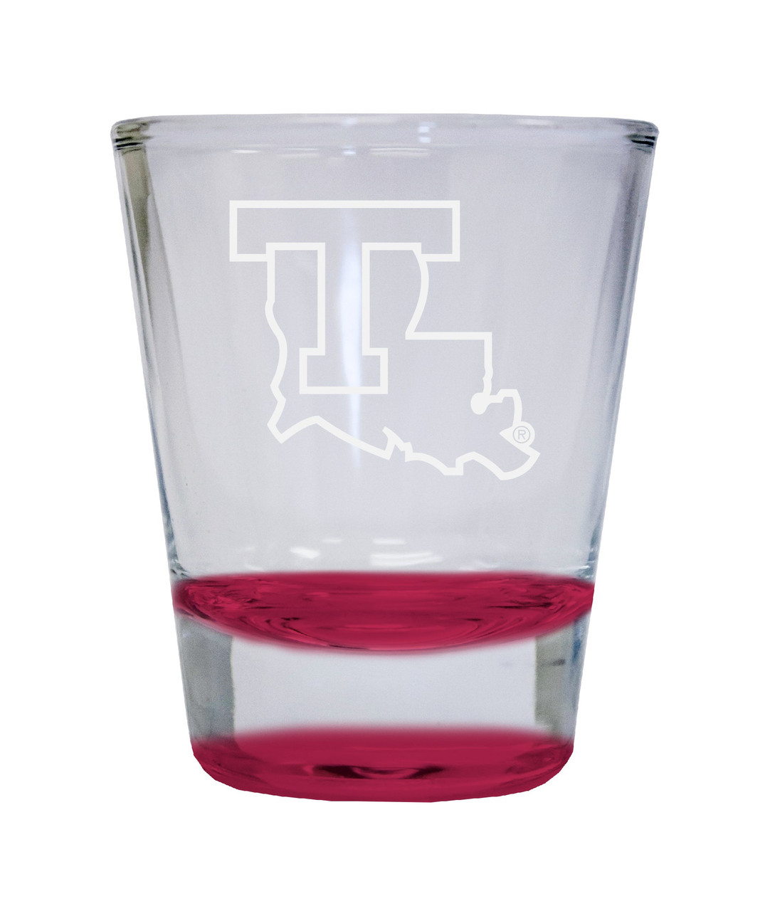 Louisiana Tech Bulldogs Etched Round Shot Glass 2 oz Red