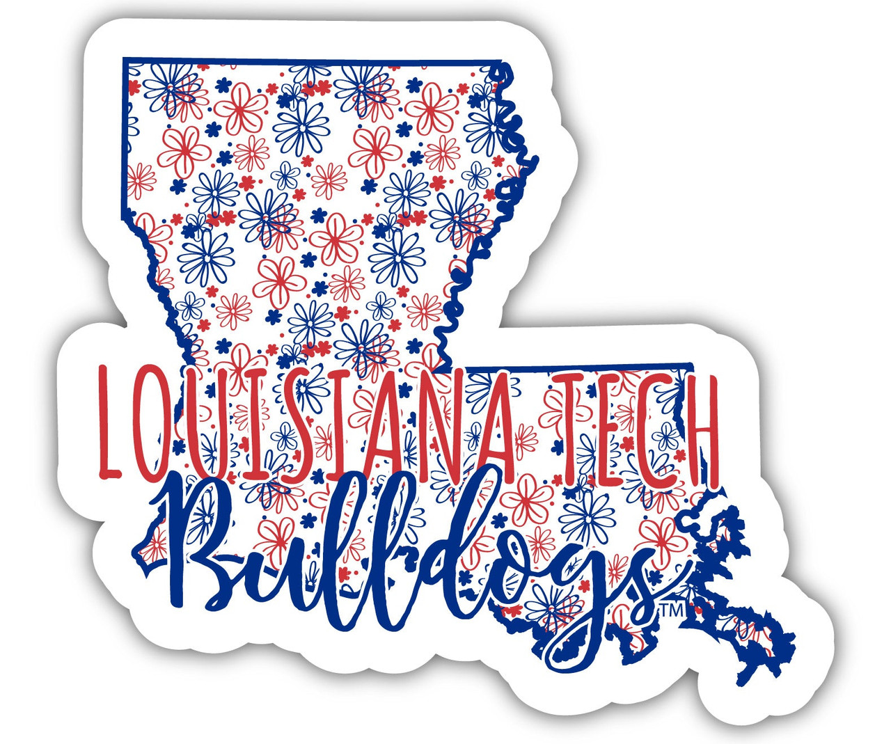 Louisiana Tech Bulldogs Floral State Die Cut Decal 2-Inch