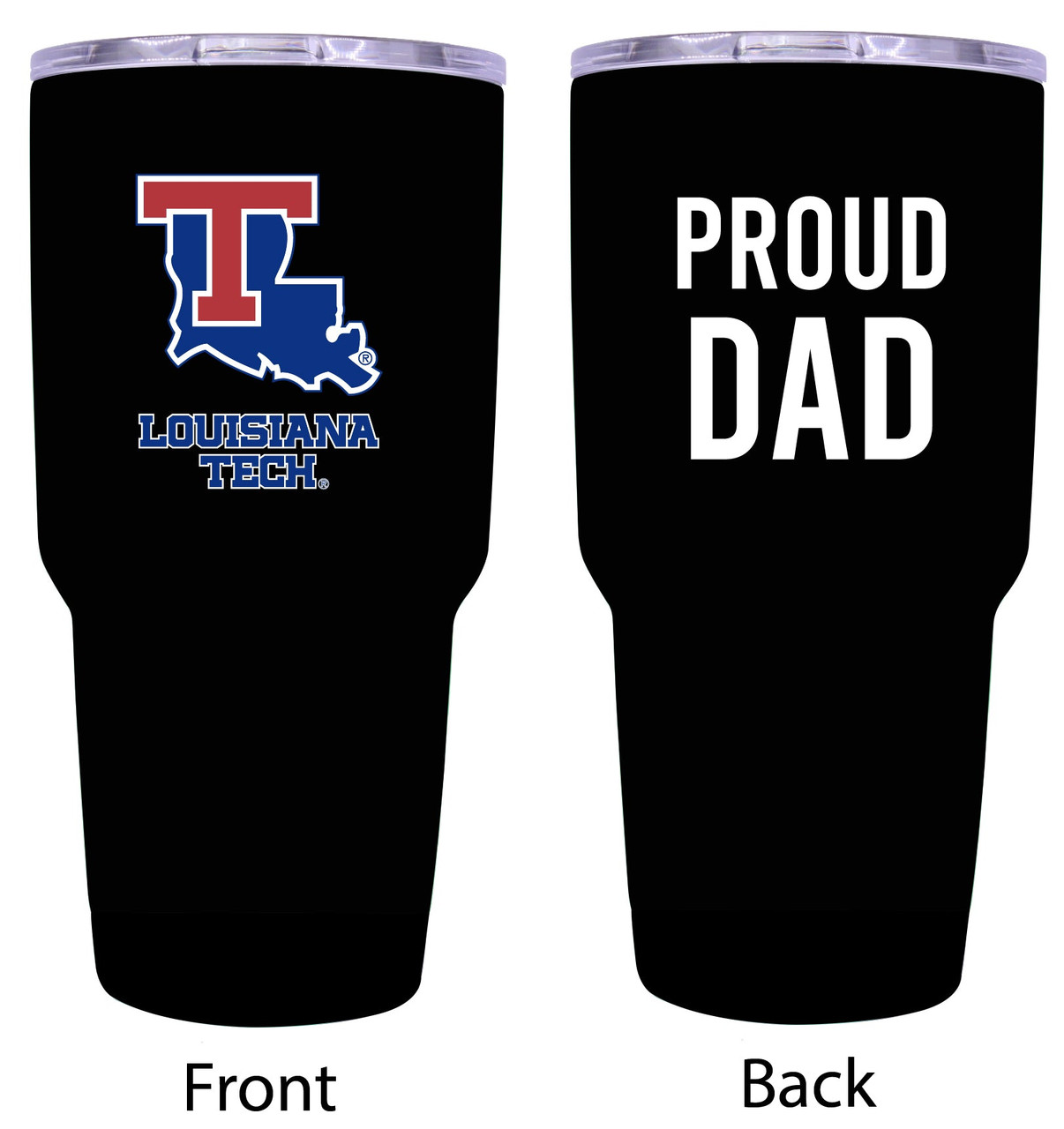 Louisiana Tech Bulldogs Proud Dad 24 oz Insulated Stainless Steel Tumblers Black.