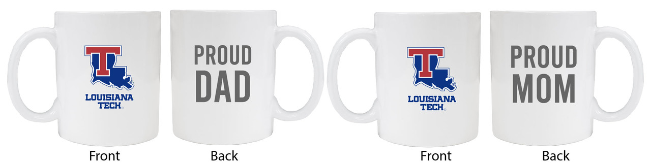 Louisiana Tech Bulldogs Proud Mom And Dad White Ceramic Coffee Mug 2 pack (White).