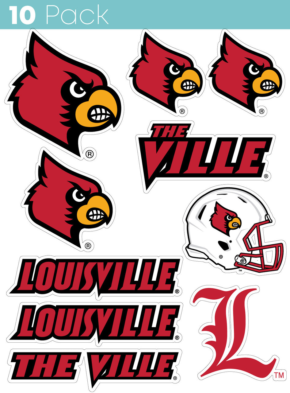 Louisville Cardinals 10 Pack Collegiate Vinyl Decal Sticker