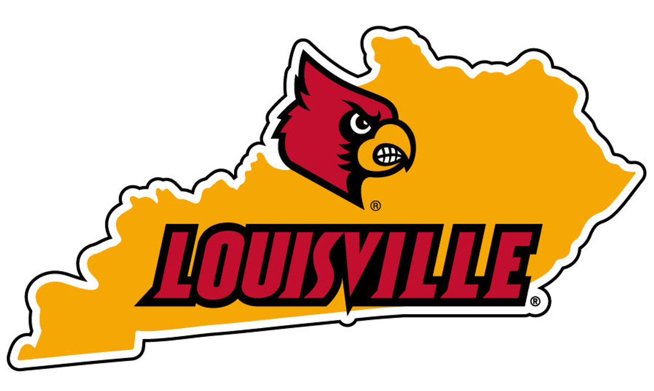 Louisville Cardinals 4 Inch State Shape Vinyl Decal Sticker