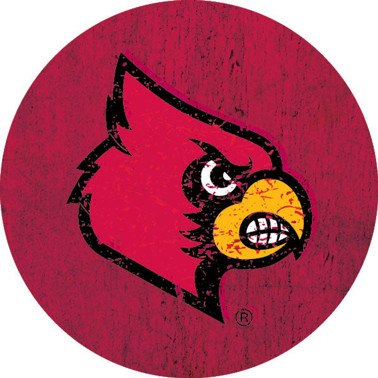 Louisville Cardinals Distressed Wood Grain 4" Round Magnet