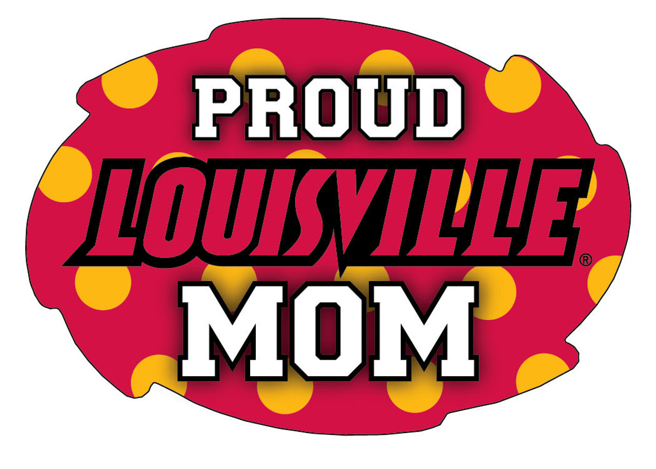 Louisville Cardinals NCAA Collegiate Trendy Polka Dot Proud Mom 5" x 6" Swirl Decal Sticker