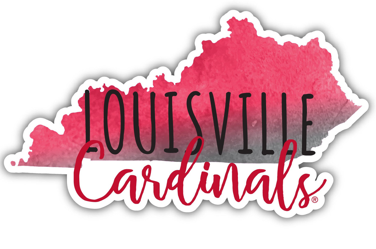 Louisville Cardinals Watercolor State Die Cut Decal 2-Inch