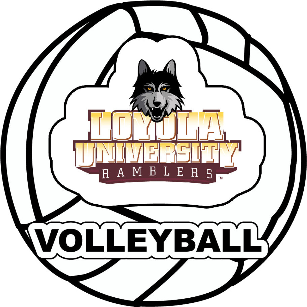Loyola University Ramblers 4-Inch Round Volleyball Vinyl Decal Sticker