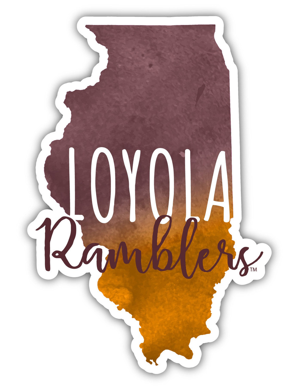 Loyola University Ramblers Watercolor State Die Cut Decal 2-Inch