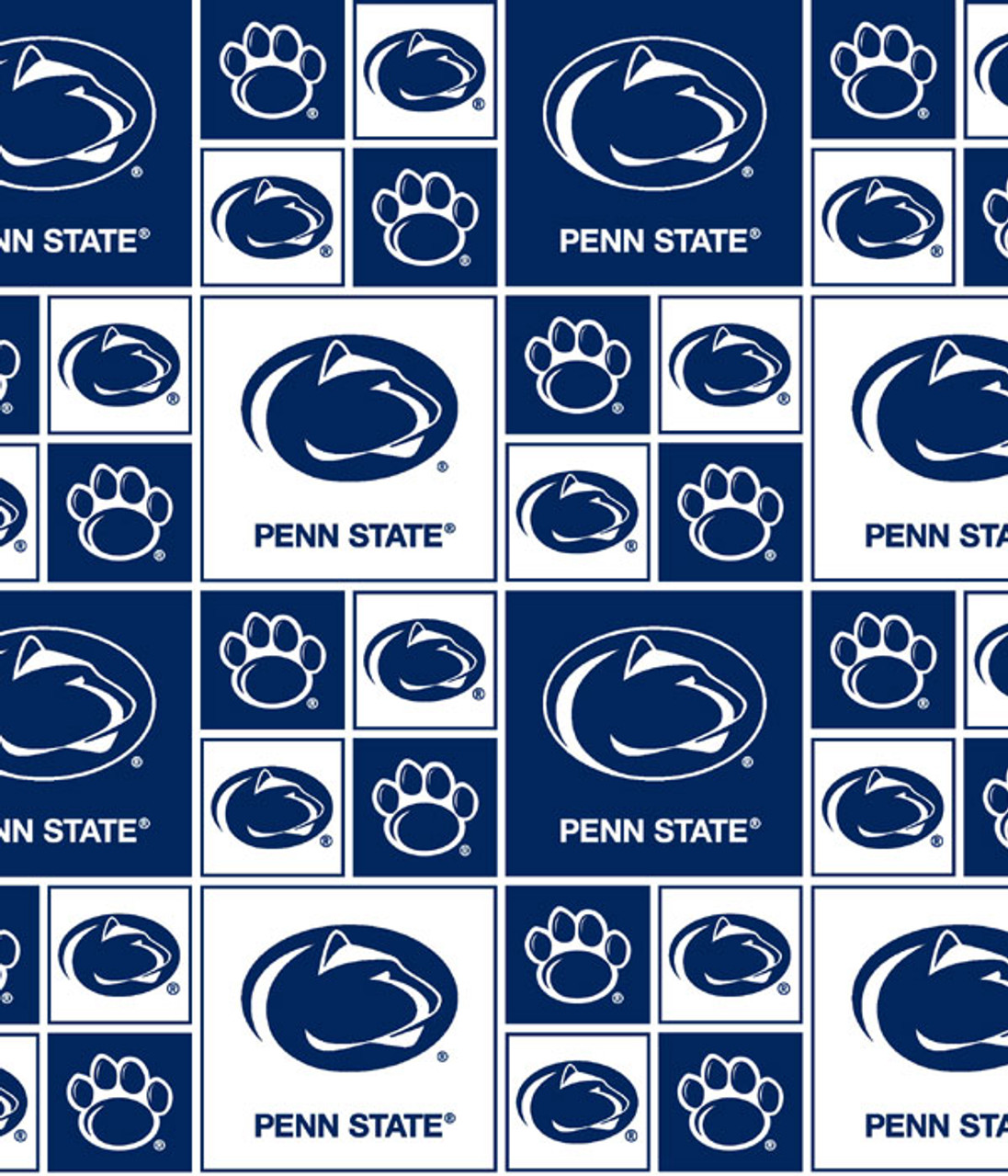 Penn State Nittany Lions Cotton Fabric with Geometric Print or Matching Solid Cotton Fabrics