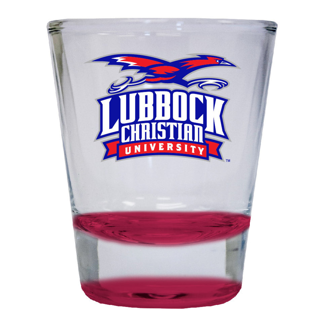 Lubbock Christian University Chaparral  2 ounce Color Etched Shot Glasses