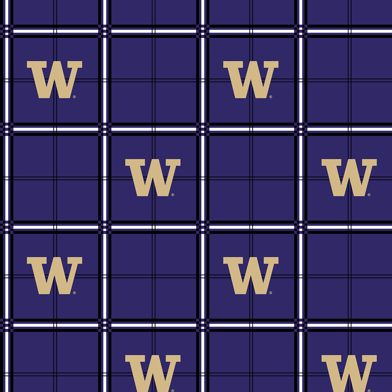 University of Washington Huskies Flannel Fabric with Plaid Print