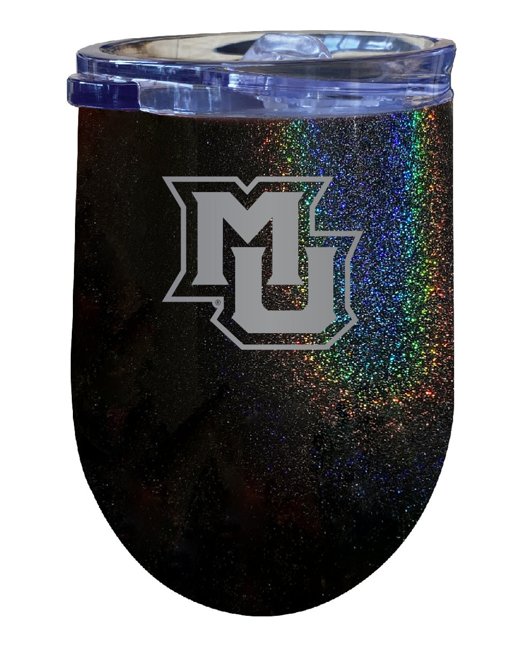 Marquette Golden Eagles 12 oz Laser Etched Insulated Wine Stainless Steel Tumbler Rainbow Glitter Black