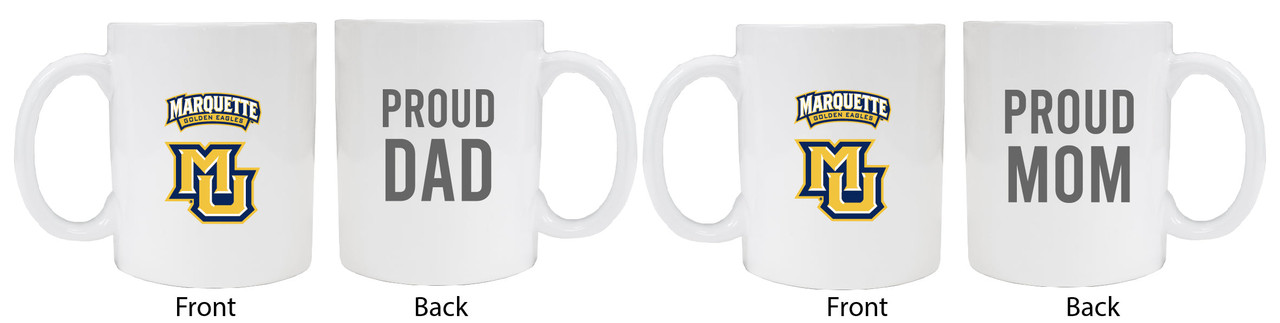 Marquette Golden Eagles Proud Mom And Dad White Ceramic Coffee Mug 2 pack (White).