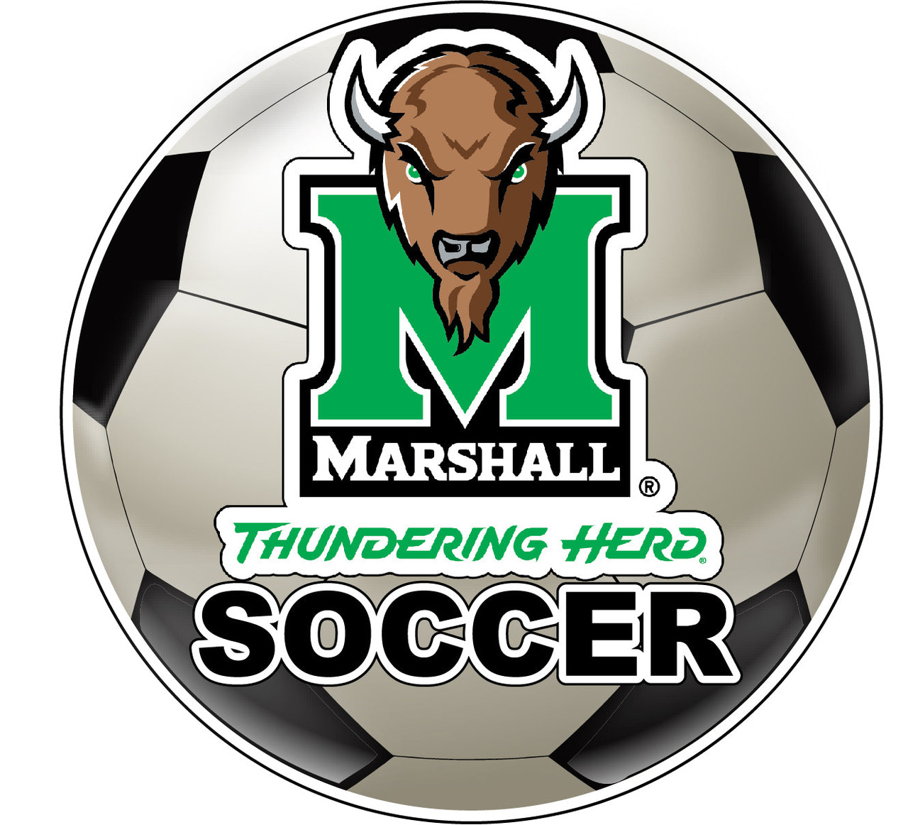 Marshall Thundering Herd 4-Inch Round Soccer Ball Vinyl Decal Sticker