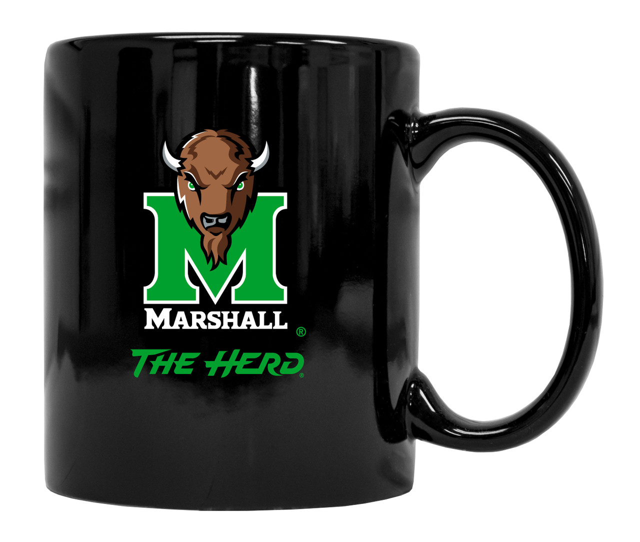 Marshall Thundering Herd Black Ceramic Coffee Mug (Black).