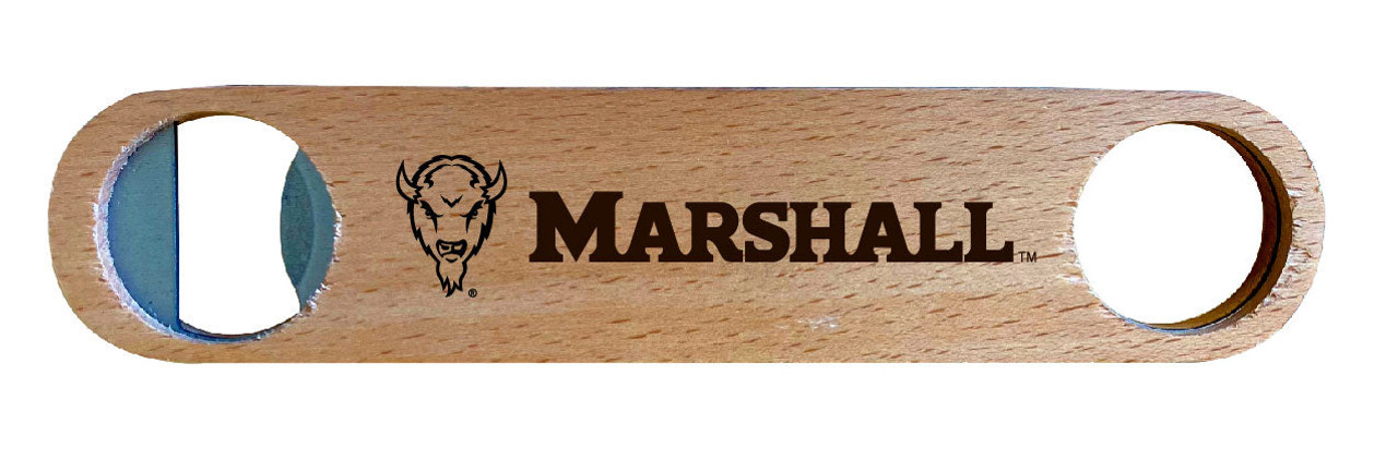 Marshall Thundering Herd Laser Etched Wooden Bottle Opener College Logo Design