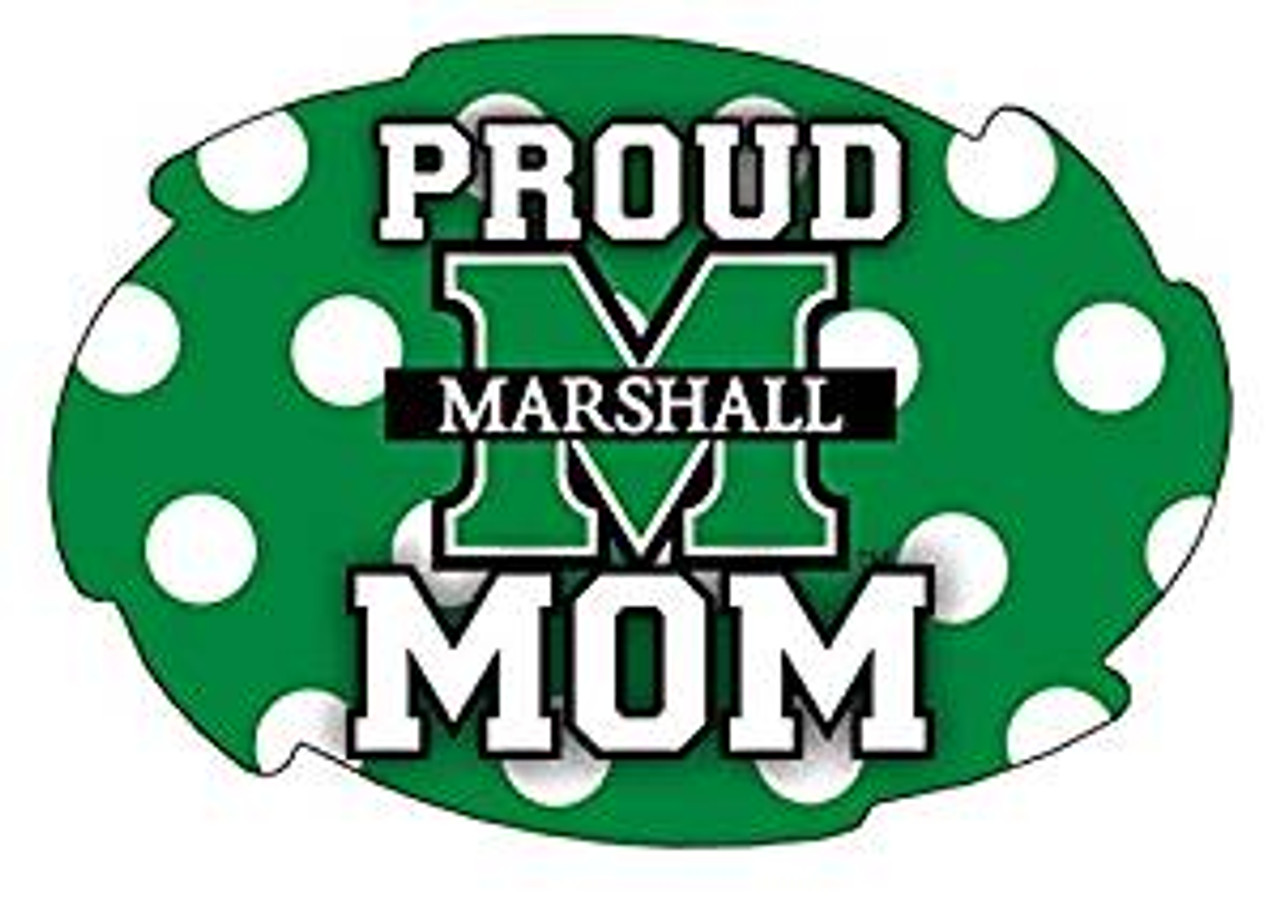 Marshall Thundering Herd NCAA Collegiate Trendy Polka Dot Proud Mom 5" x 6" Swirl Decal Sticker