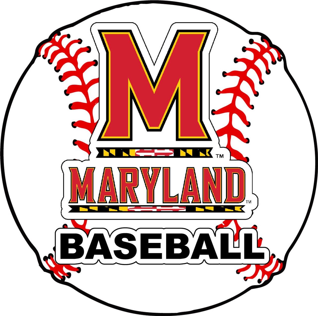 Maryland Terrapins 4-Inch Round Baseball Vinyl Decal Sticker