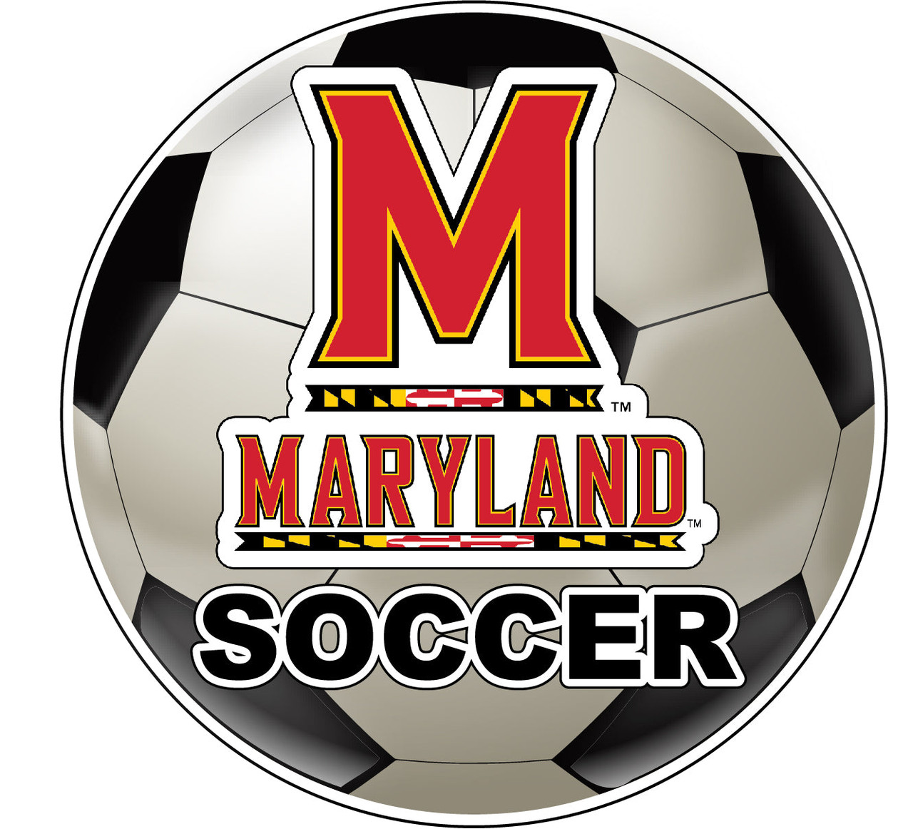 Maryland Terrapins 4-Inch Round Soccer Ball Vinyl Decal Sticker