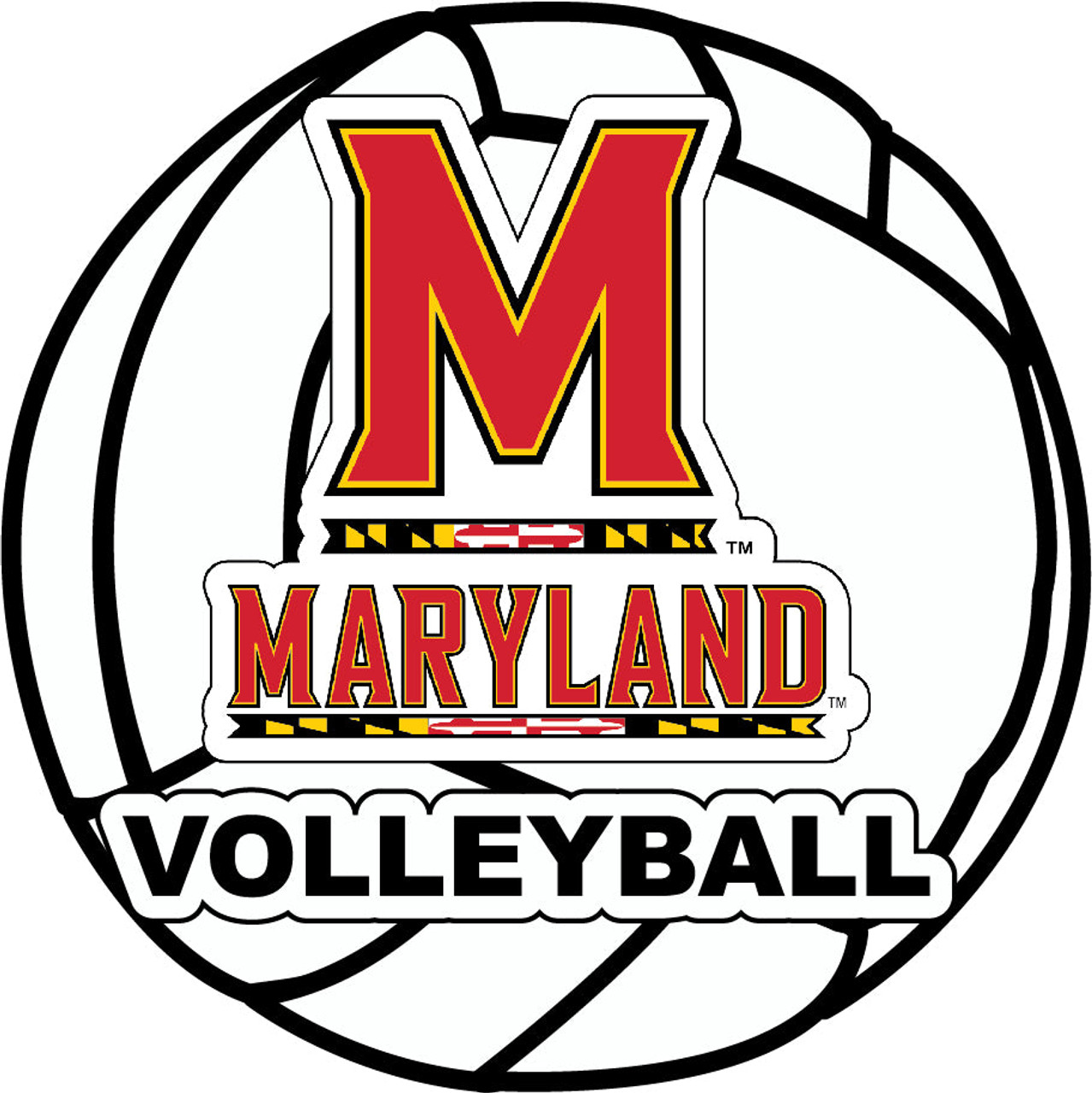 Maryland Terrapins 4-Inch Round Volleyball Vinyl Decal Sticker