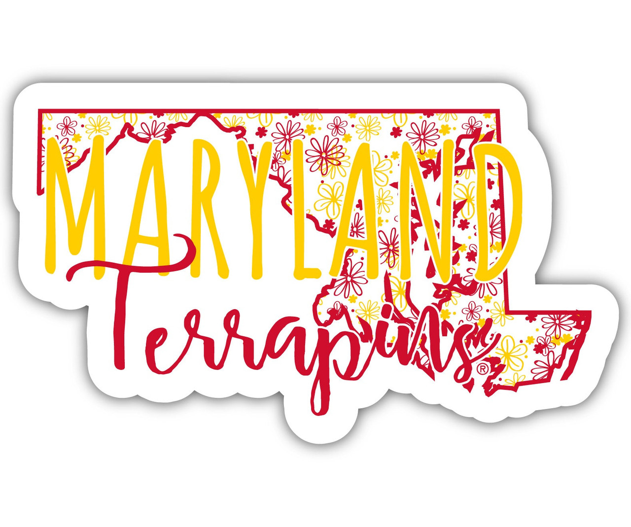 Maryland Terrapins Floral State Die Cut Decal 2-Inch