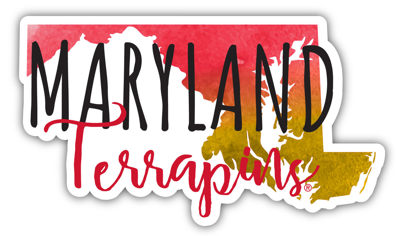 Maryland Terrapins Watercolor State Die Cut Decal 4-Inch