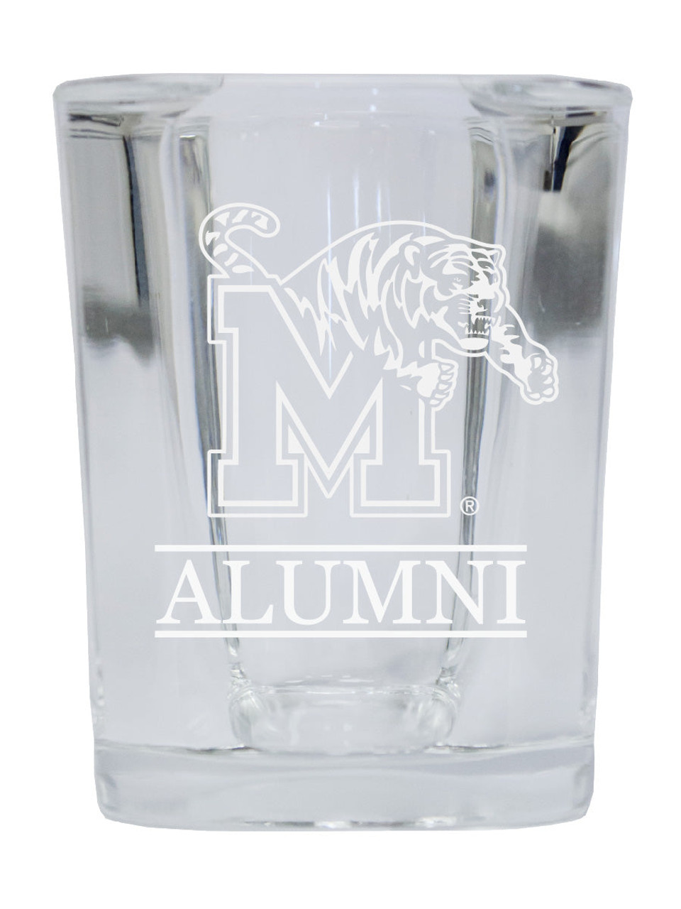 Memphis Tigers 2 Ounce Square Shot Glass laser etched logo Design