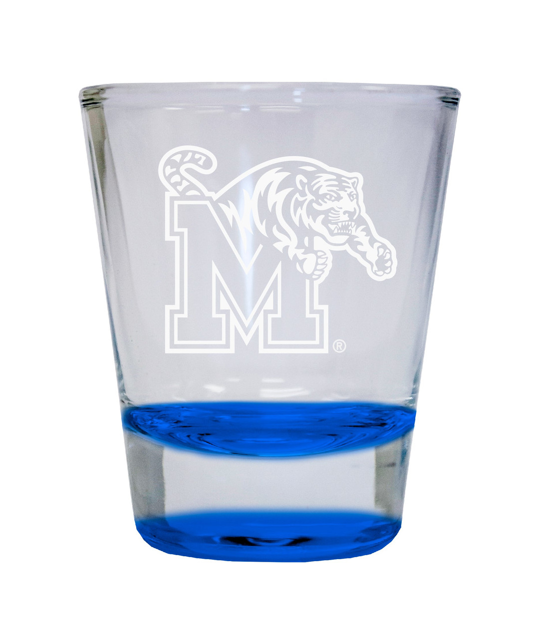 Memphis Tigers Etched Round Shot Glass 2 oz Blue