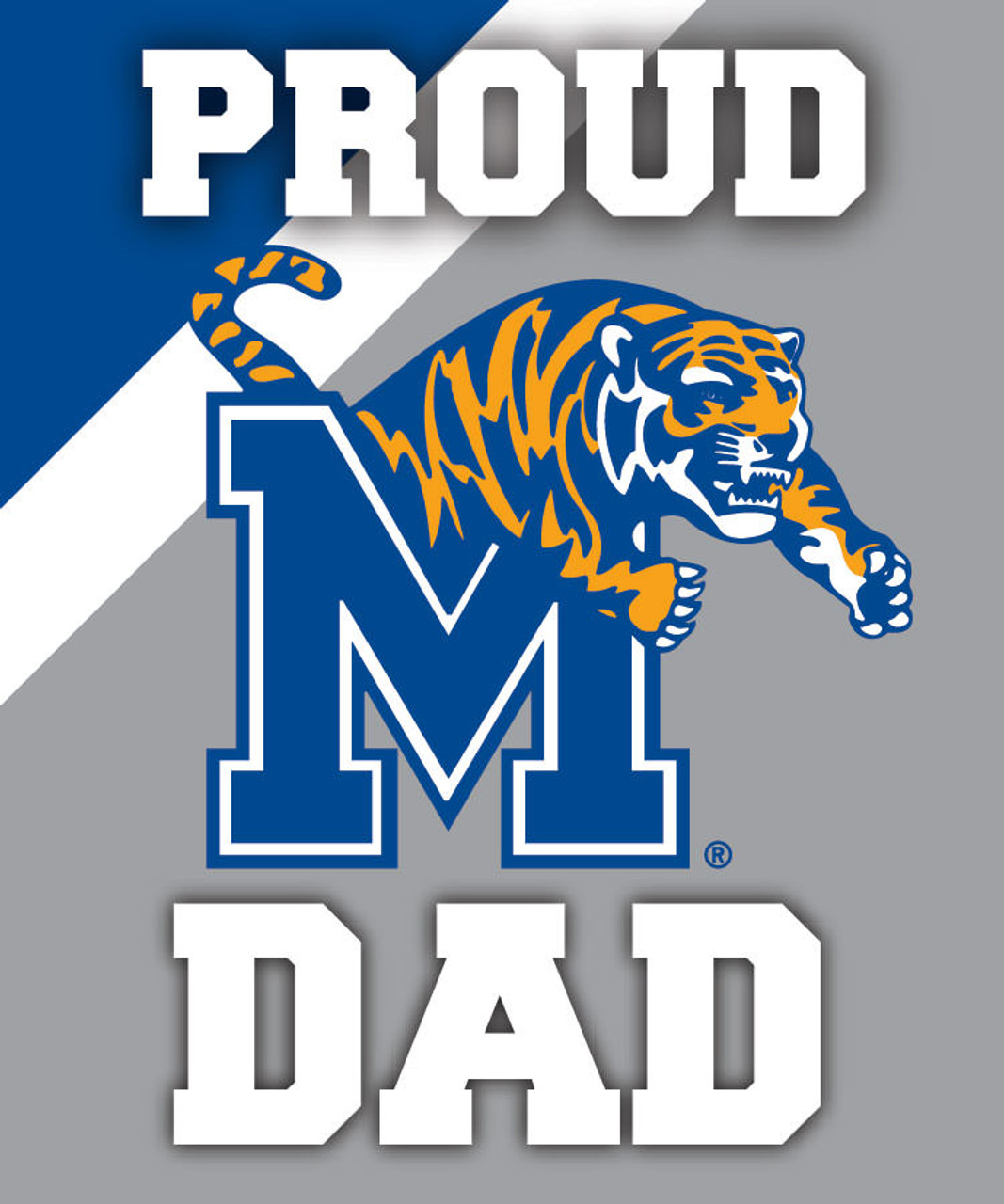 Memphis Tigers NCAA Collegiate 5x6 Inch Rectangle Stripe Proud Dad Decal Sticker