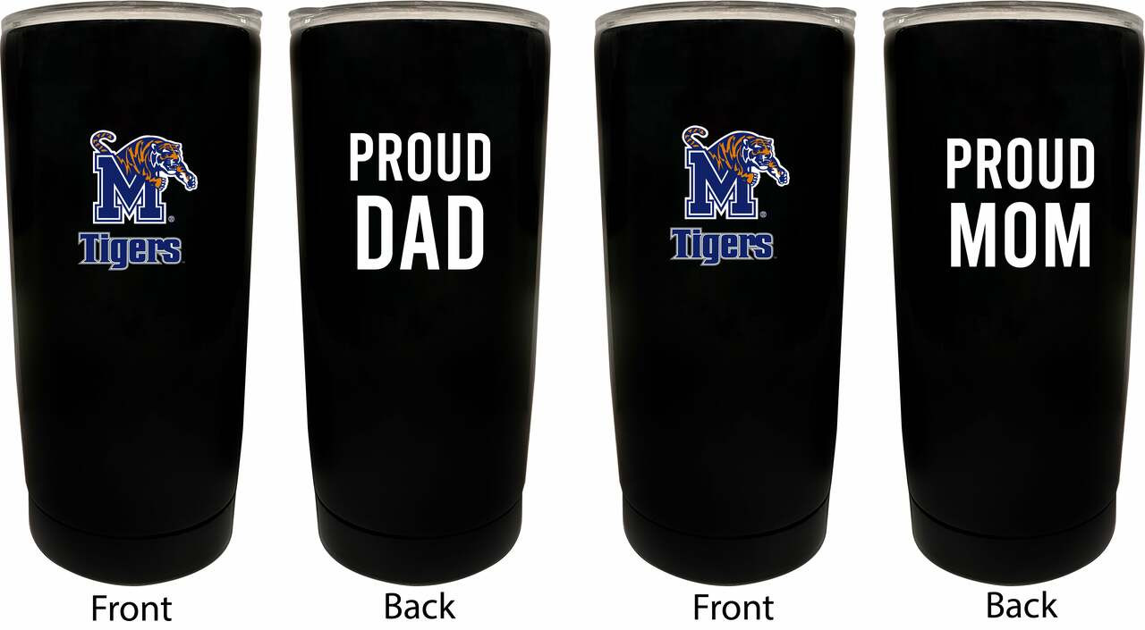 Memphis Tigers Proud Mom and Dad 16 oz Insulated Stainless Steel Tumblers 2 Pack Black.