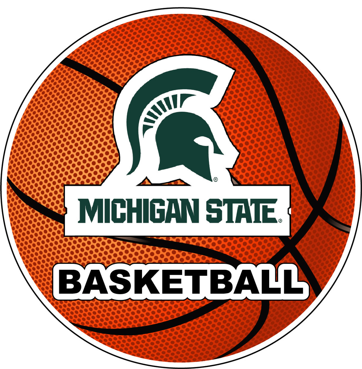 Michigan State Spartans 4-Inch Round Basketball Vinyl Decal Sticker