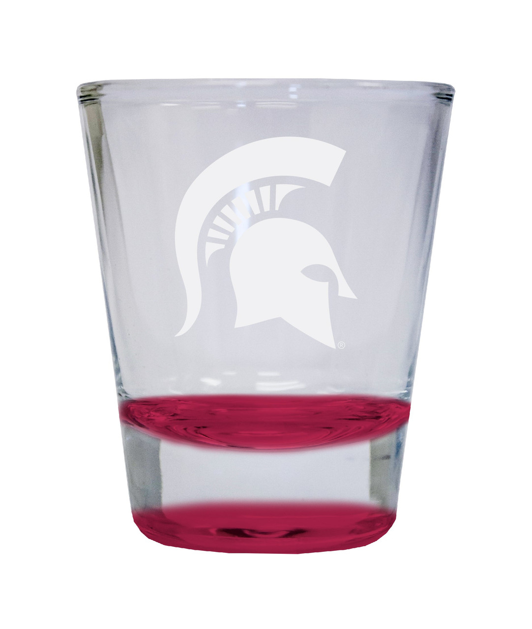 Michigan State Spartans Etched Round Shot Glass 2 oz Red