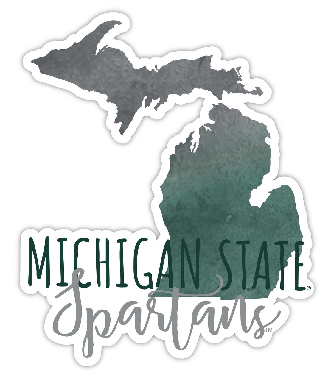 Michigan State Spartans Watercolor State Die Cut Decal 4-Inch