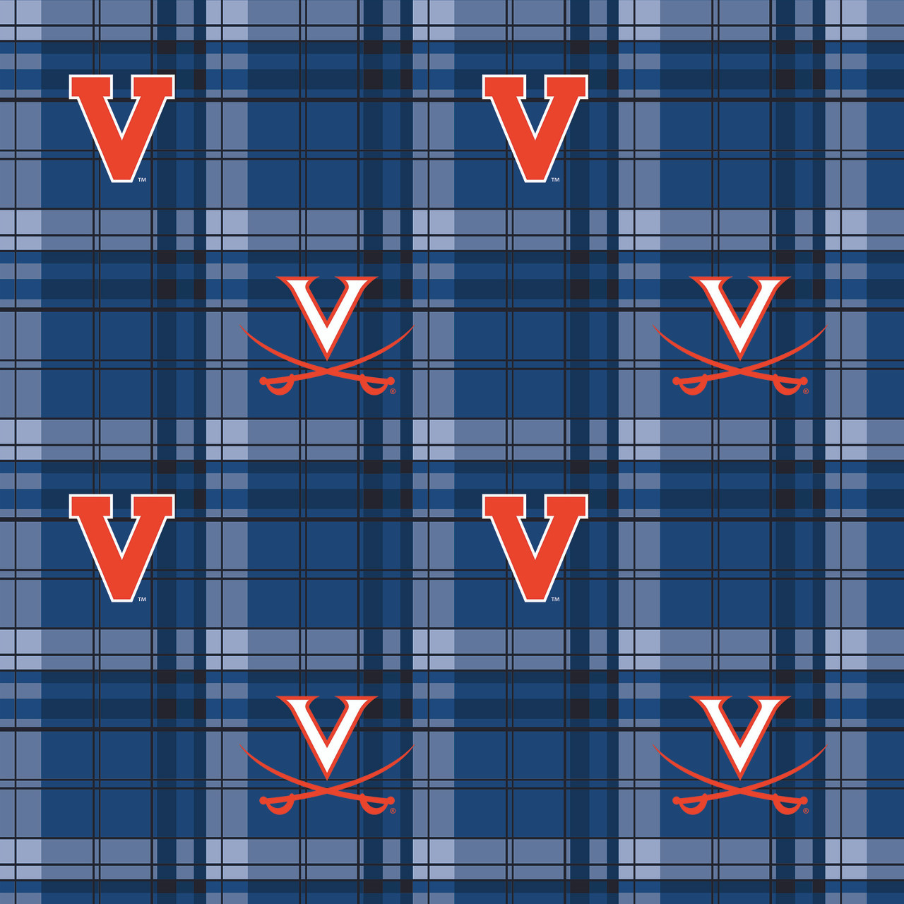 University of Virginia Plaid Fleece Design-Sold by the Yard