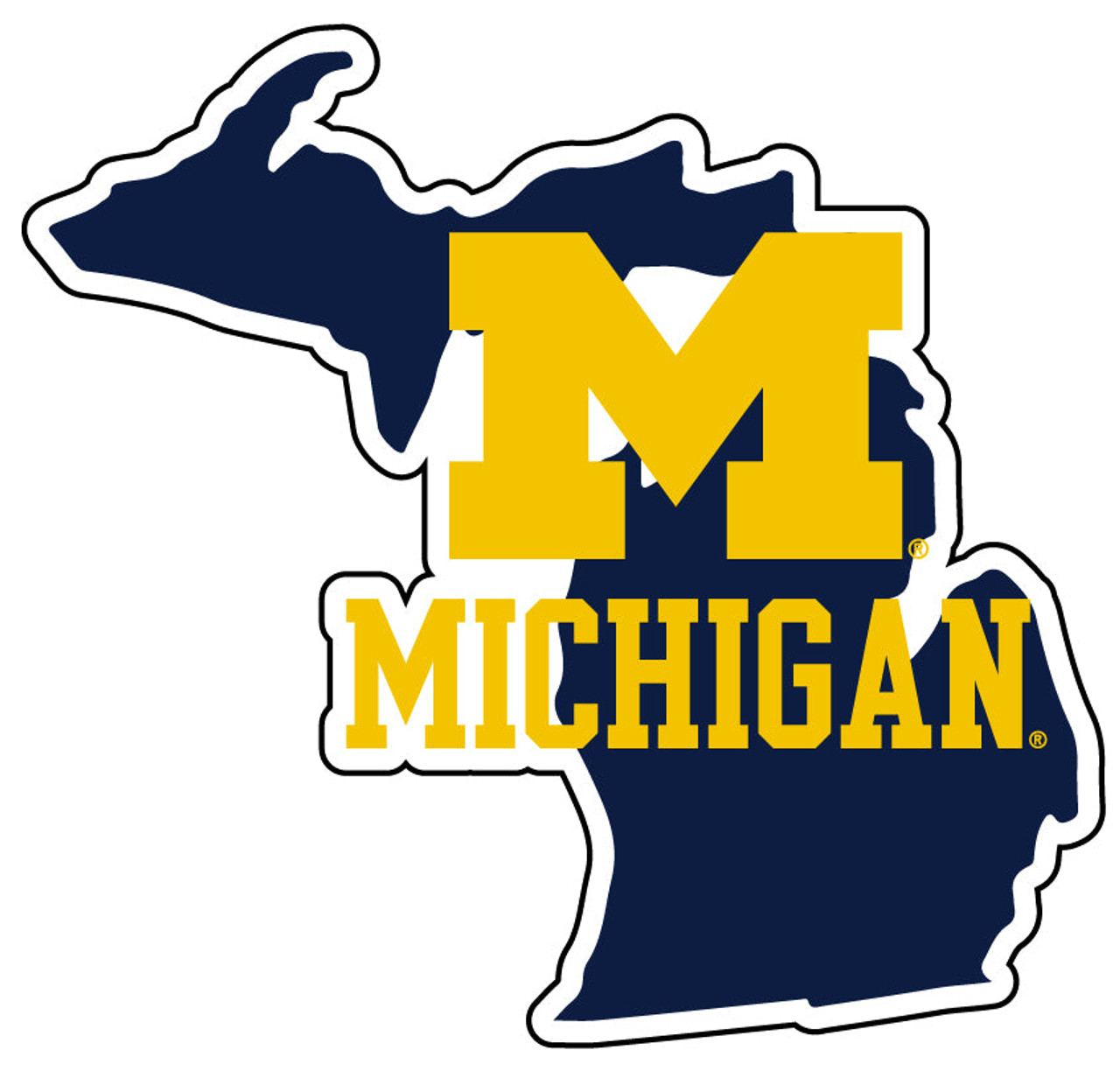 Michigan Wolverines 4 Inch State Shape Vinyl Decal Sticker