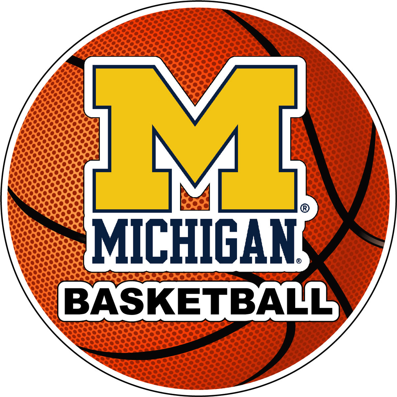 Michigan Wolverines 4-Inch Round Basketball Vinyl Decal Sticker