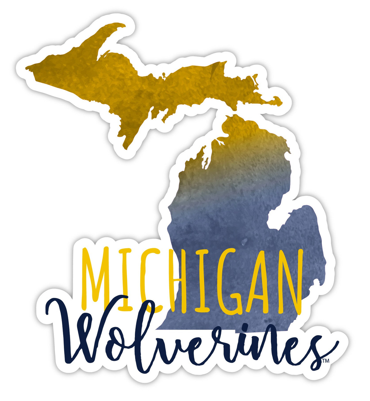 Michigan Wolverines Watercolor State Die Cut Decal 2-Inch