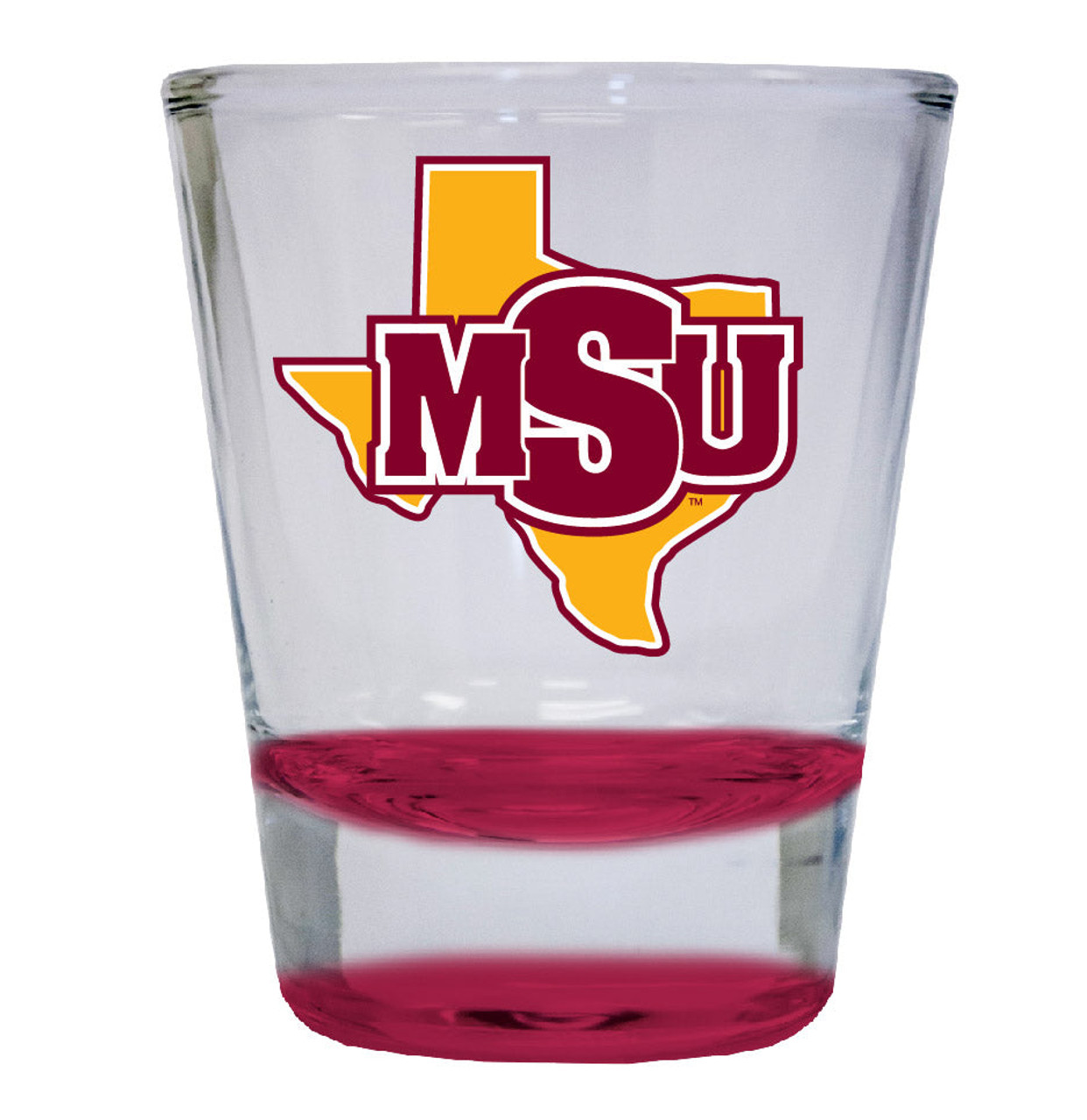 Midwestern State University Mustangs 2 ounce Color Etched Shot Glasses