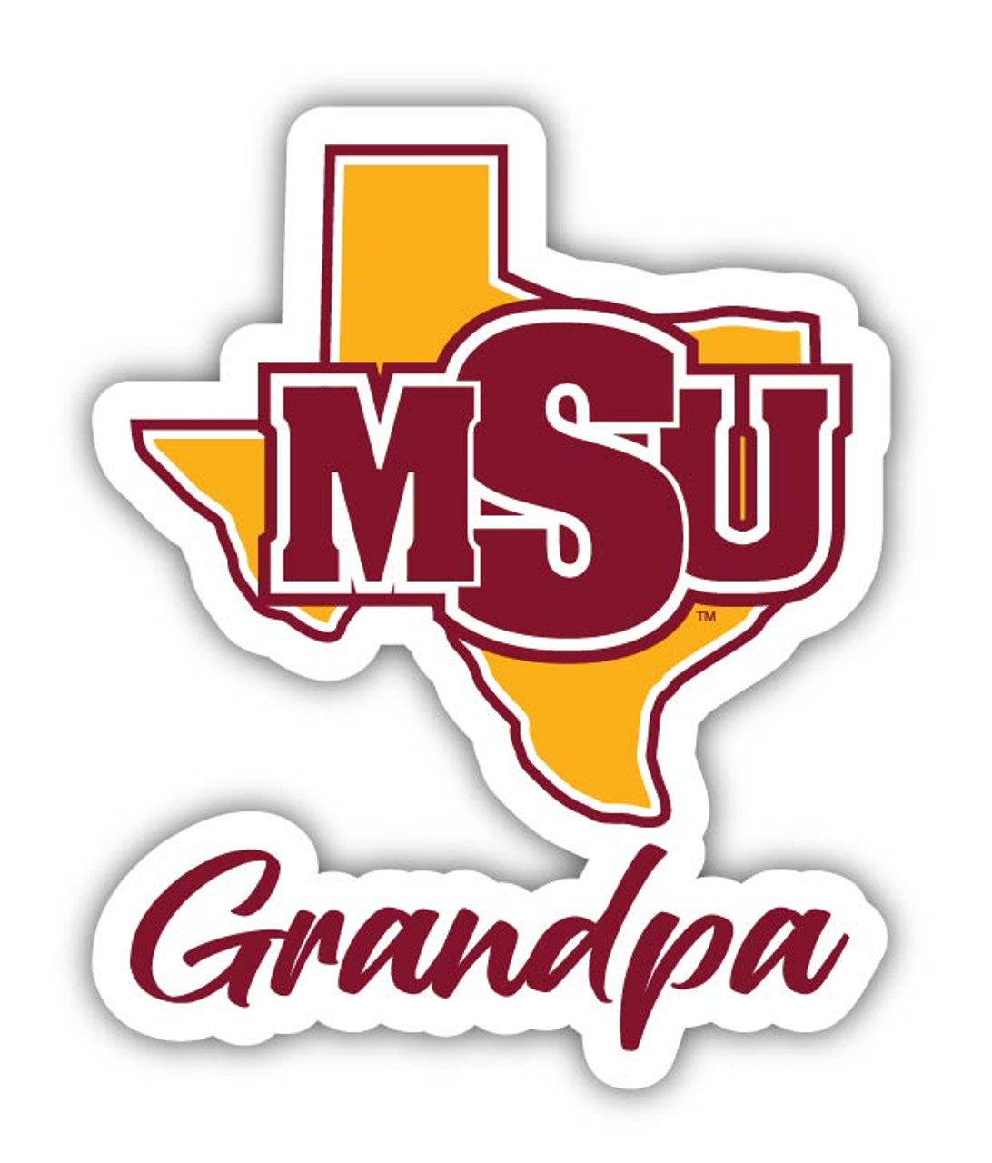 Midwestern State University Mustangs 4 Inch Proud Grandpa Die Cut Decal