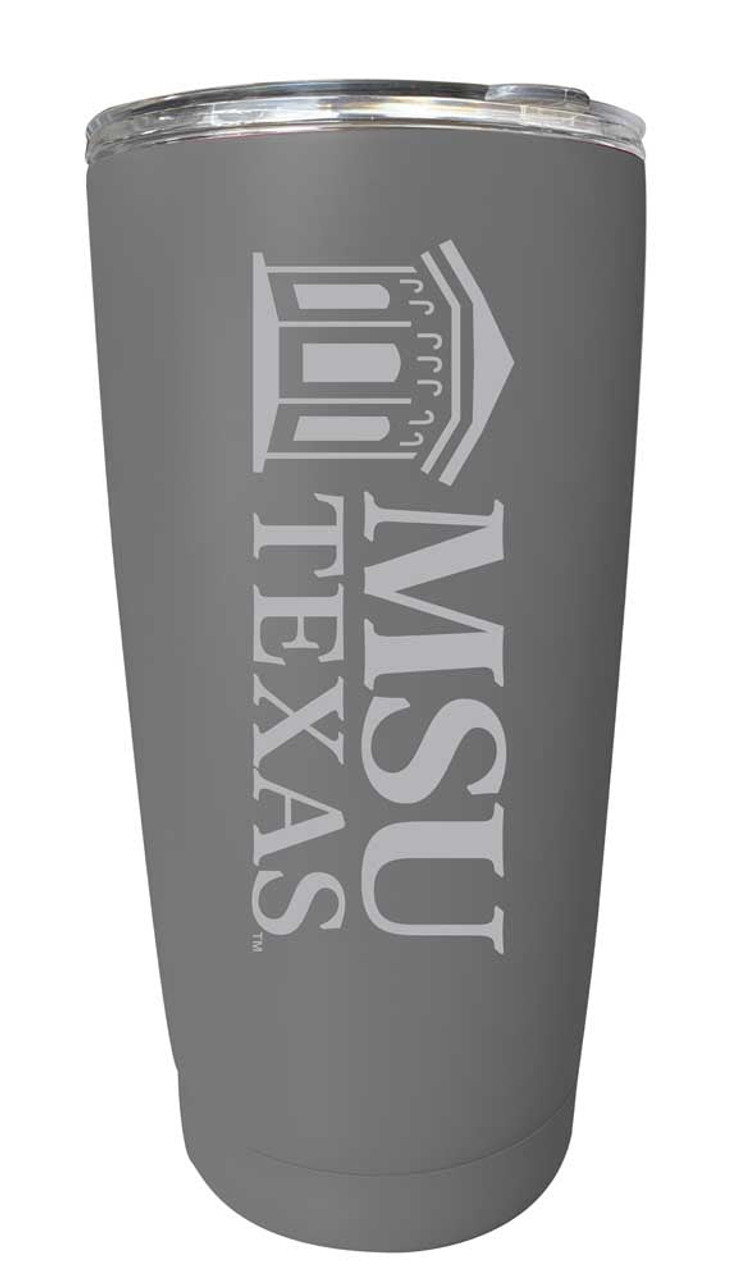 Midwestern State University Mustangs Etched 16 oz Stainless Steel Tumbler (Gray)