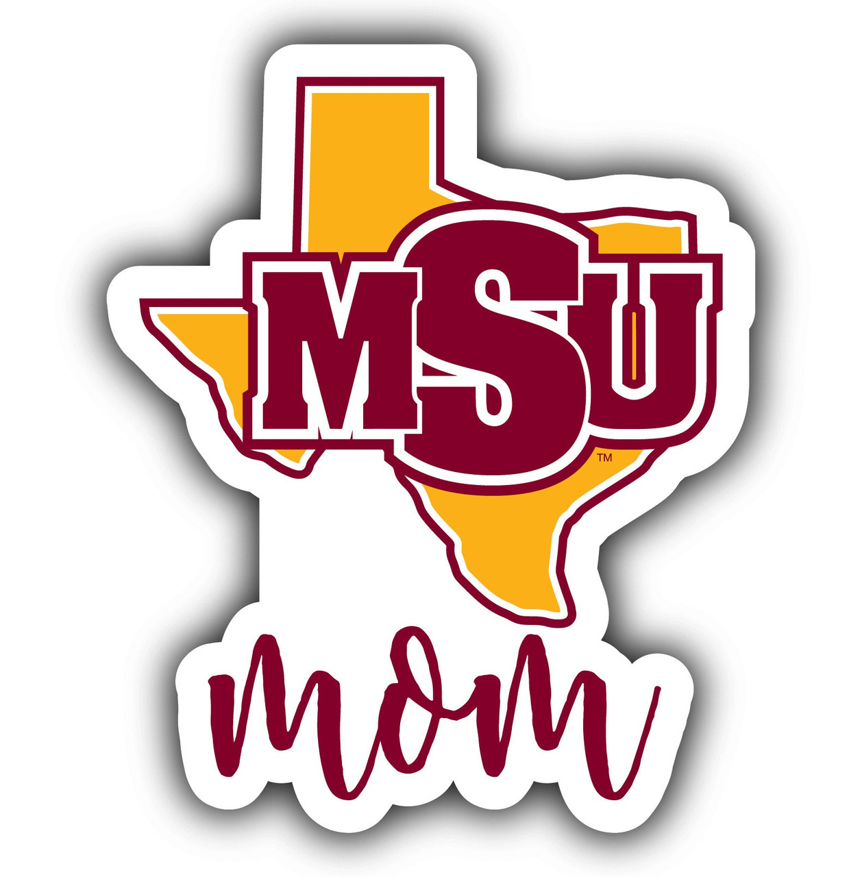 Midwestern State University Mustangs Proud Mom 4-Inch Die Cut Decal