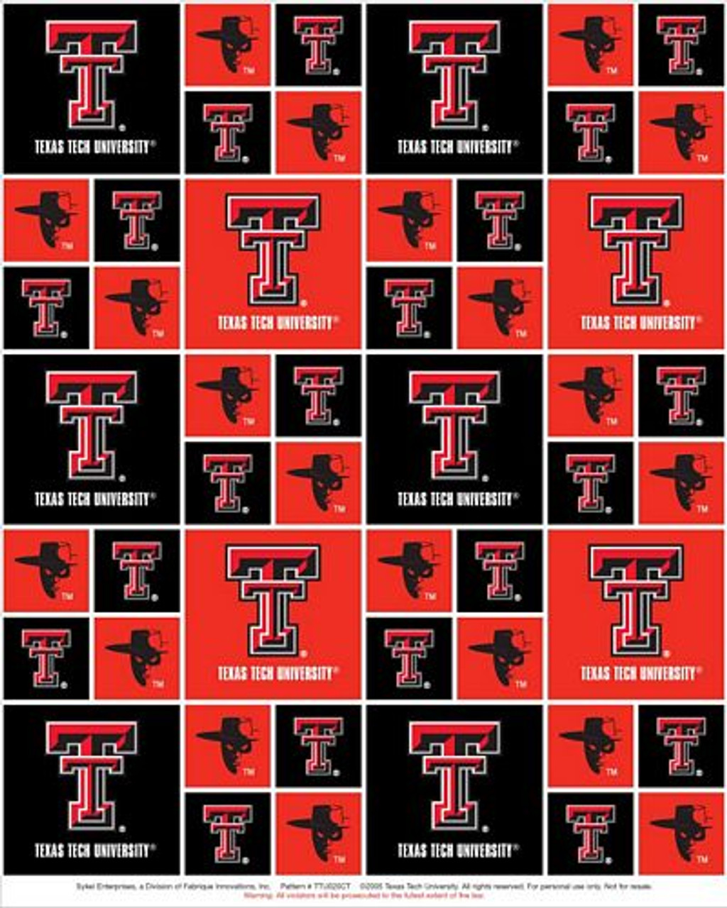 Texas Tech University Fabric Fine Cotton Classic Geometric DesignSold