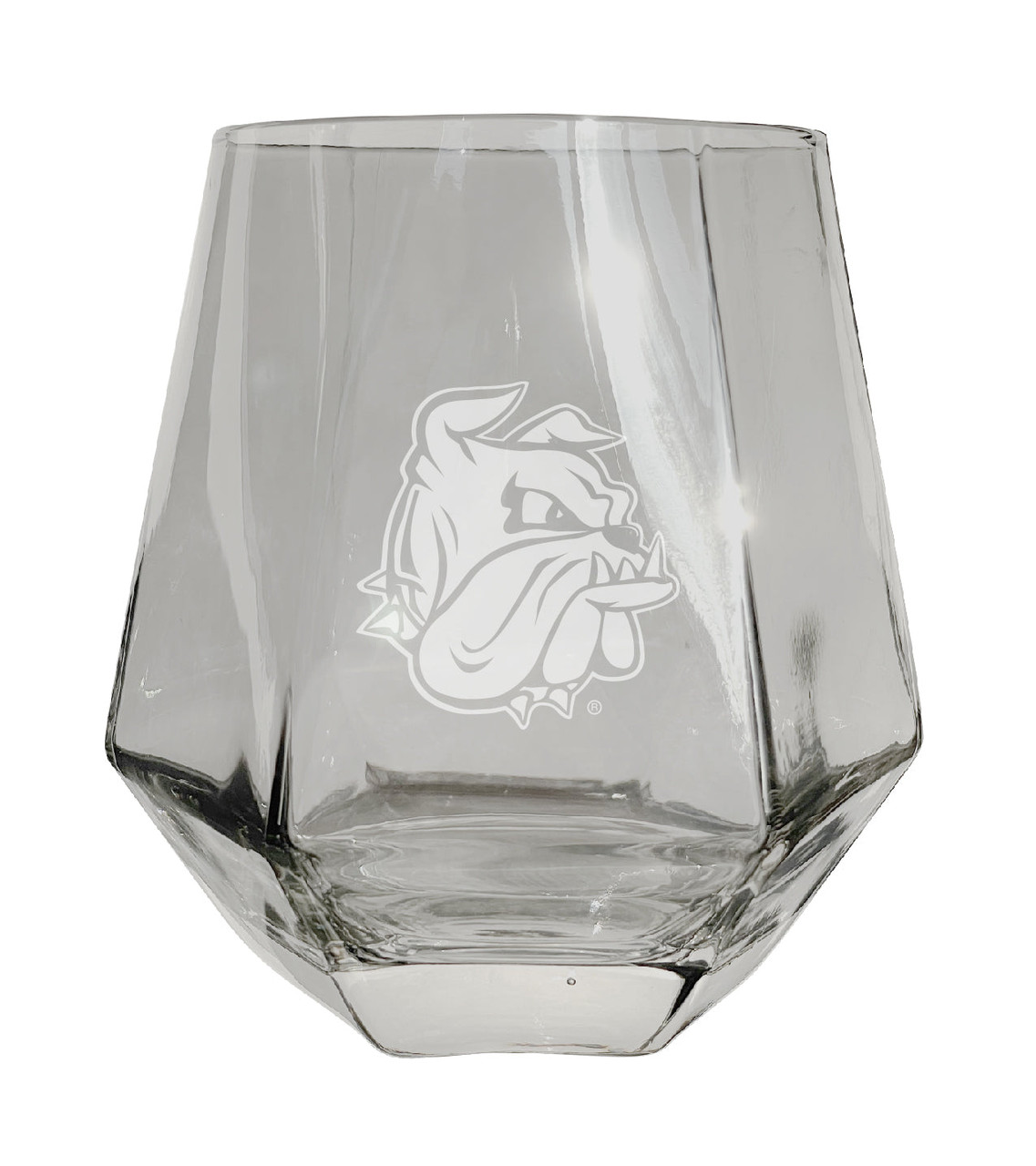 Minnesota Duluth Bulldogs Etched Diamond Cut Stemless 10 ounce Wine Glass Clear