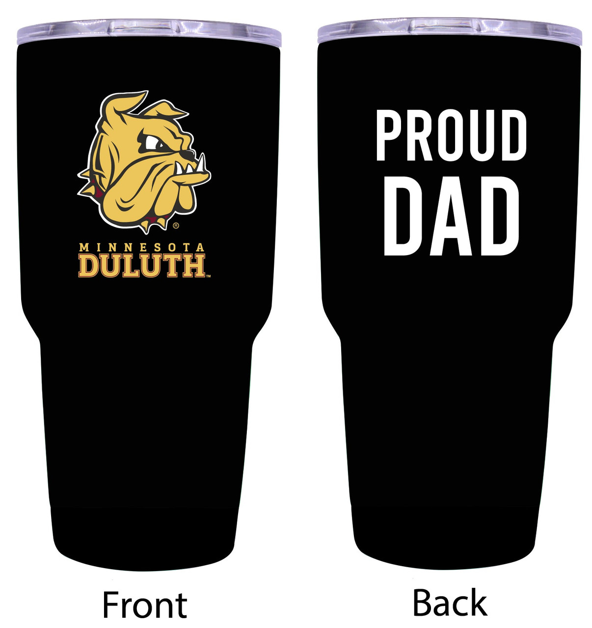 Minnesota Duluth Bulldogs Proud Dad 24 oz Insulated Stainless Steel Tumblers Black.