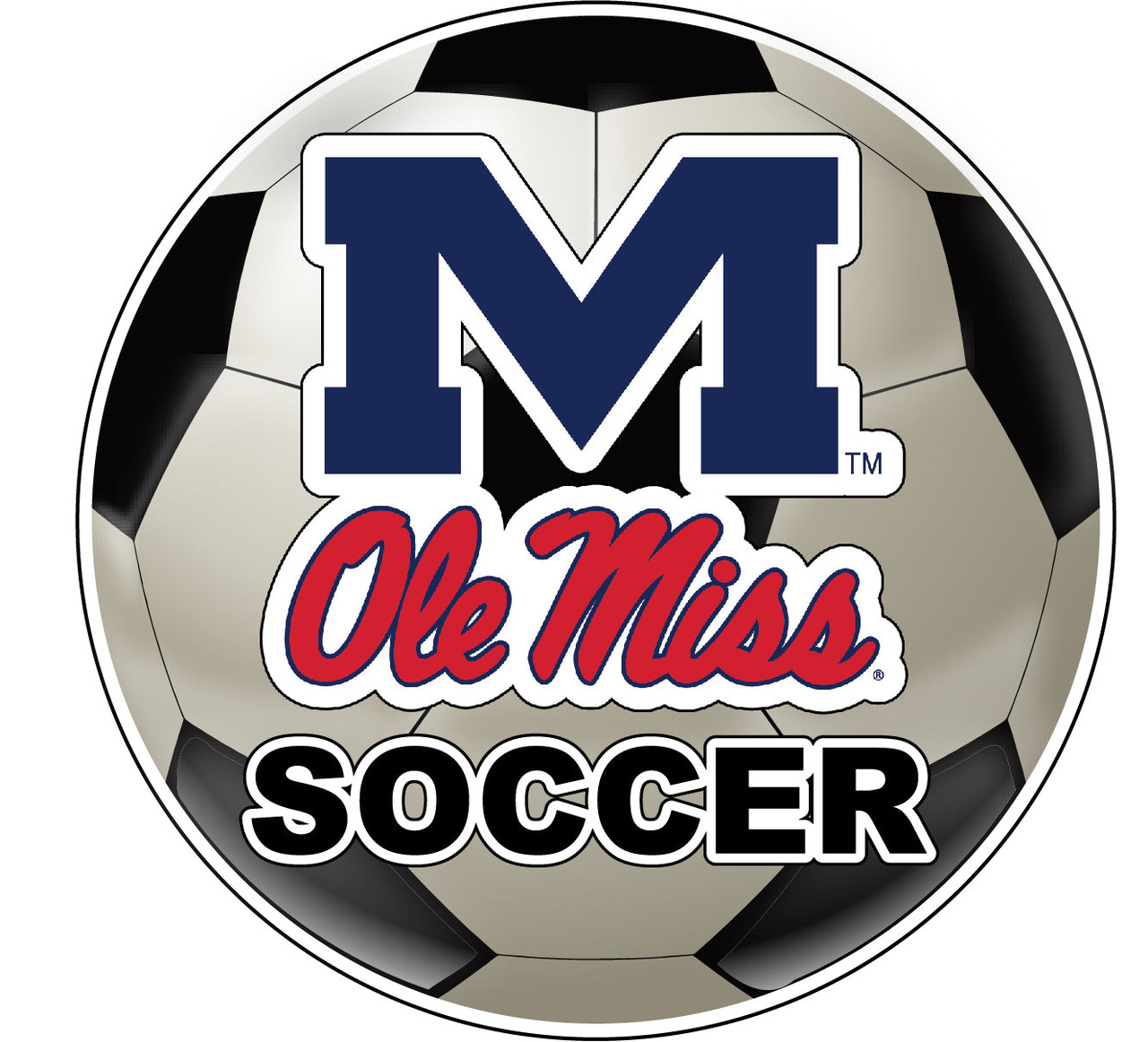 Mississippi Rebels Ole Miss 4-Inch Round Soccer Ball Vinyl Decal Sticker