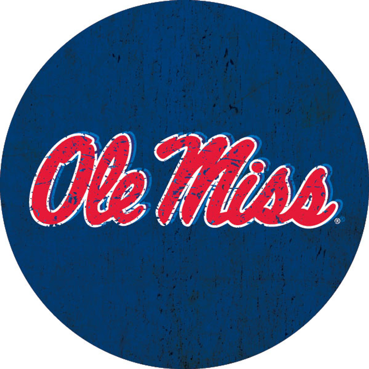 Mississippi Rebels Ole Miss Distressed Wood Grain 4 Inch Round Magnet